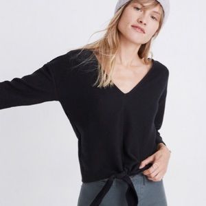 Texture and Thread Long Sleeve Tie Front Top